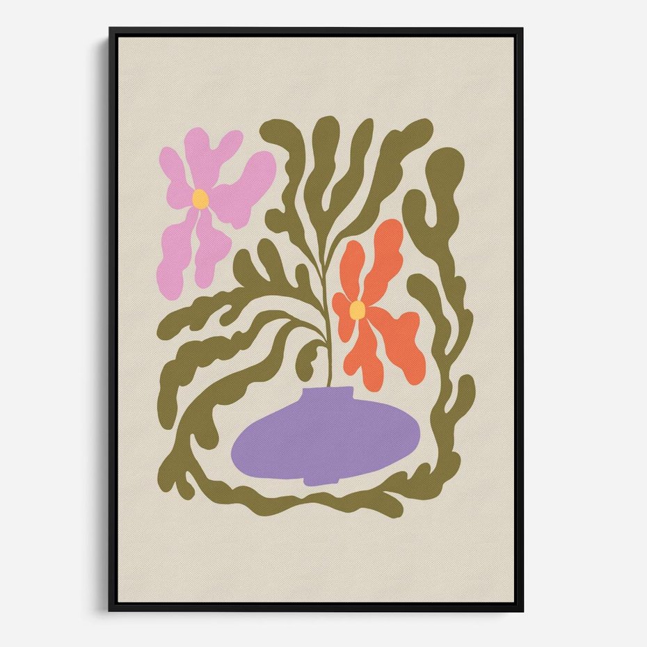 Obraz w ramie 50x70 - Kolorowe Echa - kwiaty, abstrakcja - rama czarna