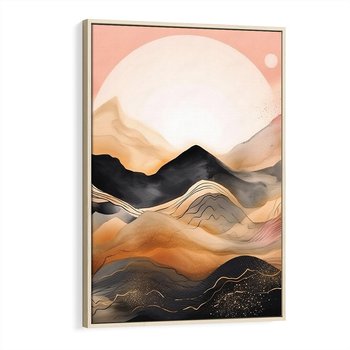 Obraz w ramie 50x70 - Grafika Zachodu - nowoczesna grafika, odcienie pastelowe - rama drewno