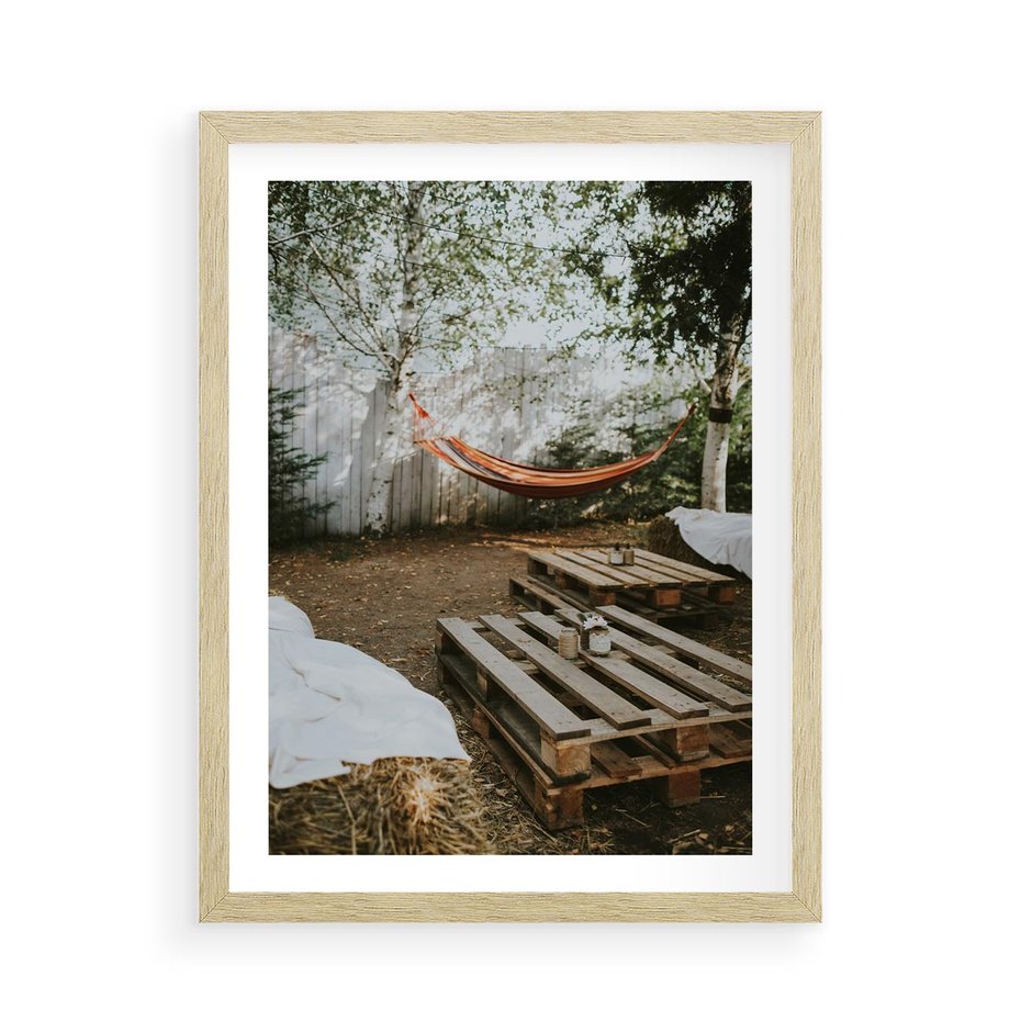 Plakat w ramie 50x70 - Harmonia i Spokój - boho, relaks - rama drewno