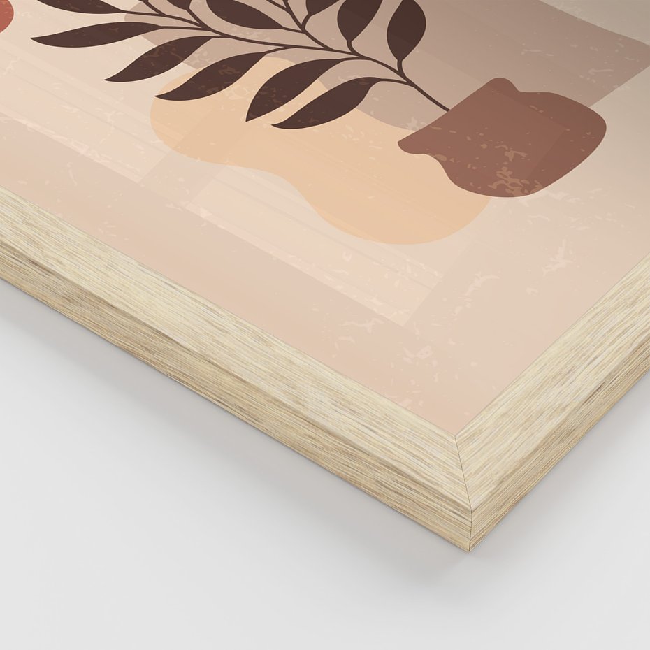 Zestaw obrazy w ramie 30x40 galeria - Boho, rośliny, liście - rama drewno