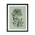 Plakat w ramie 50x70 - Zieleń Wyjątkowego Ukojenia - zielona abstrakcja, zgaszona zieleń - rama czarna