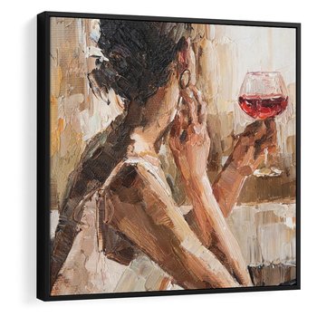 Obraz w ramie 50x50 - Wibracje - portret, kobieta - rama czarna