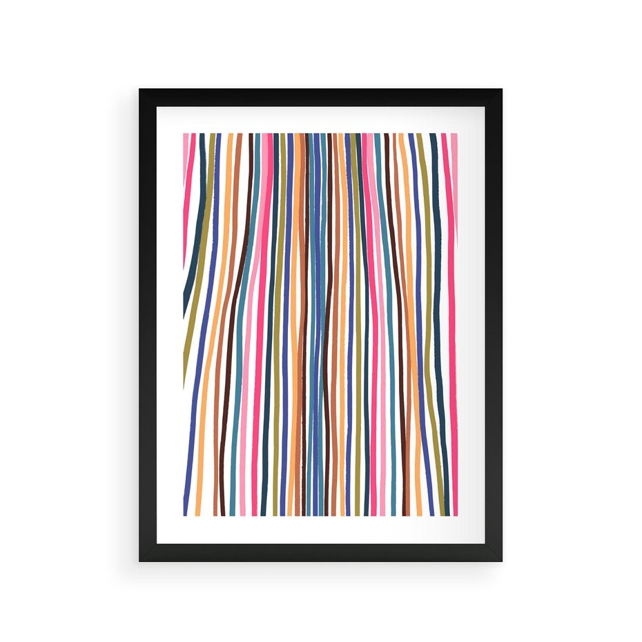 Plakat w ramie 30x40 - Energetyczne Nurtujące - kolorowe wzory, tęczowe żywe kolory - rama czarna