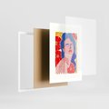 Plakat w ramie 50x70 - Nowoczesna Twarz - nowoczesna grafika, kolorowa twarz kobiety - rama biała