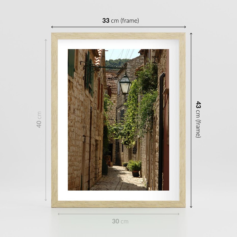 Plakat w ramie 30x40 - Urokliwa włoska uliczka - włoska, uliczka - rama drewno
