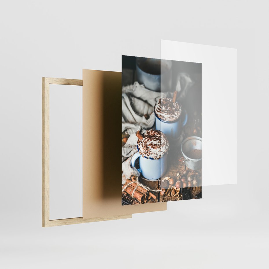 Zestaw obrazy w ramie 50x70 galeria - Kawa, napis, pozytywny, cytat - rama drewno