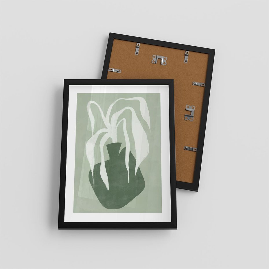 Plakat w ramie 30x40 - Zieleń Pulsującego Spokoju - zielona abstrakcja, zgaszona zieleń - rama czarna