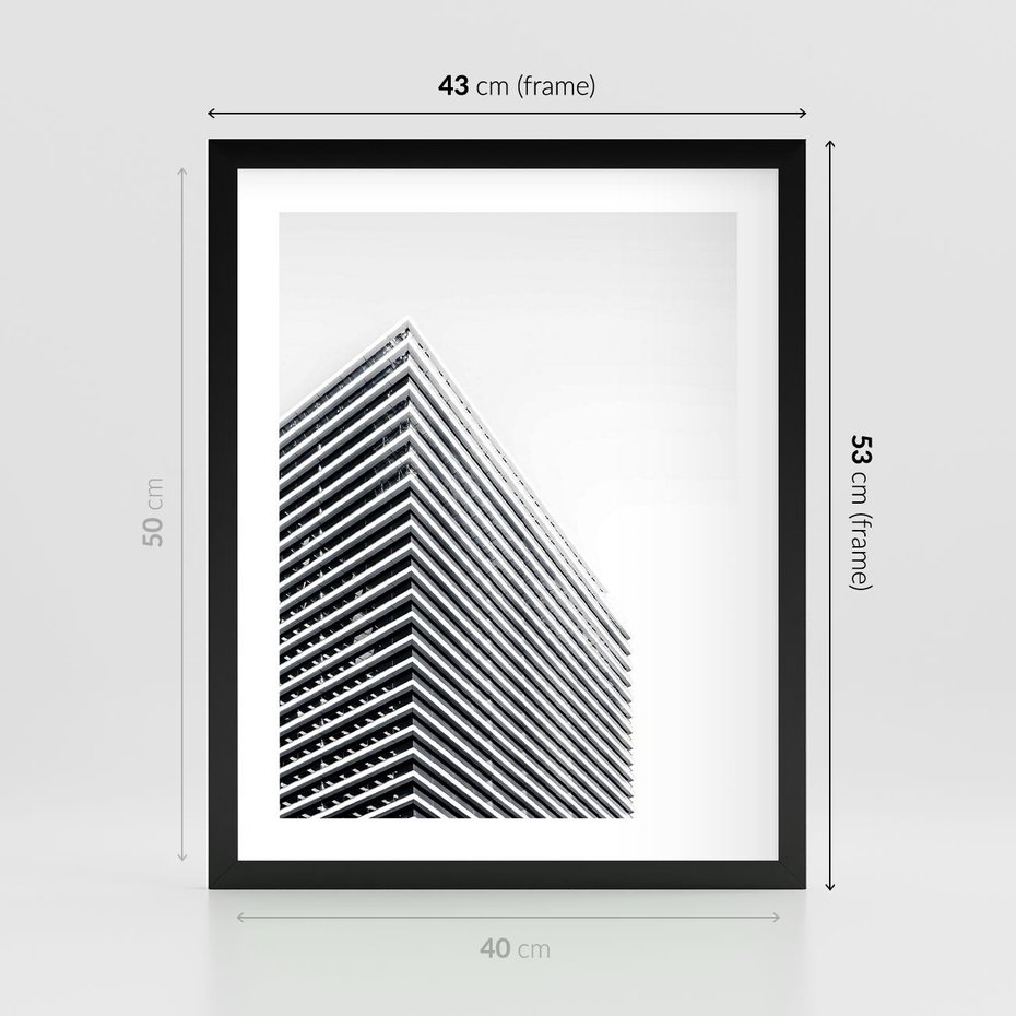 Plakat w ramie 40x50 - Wzorce Wysokości - architektura, wysoki wieżowiec - rama czarna