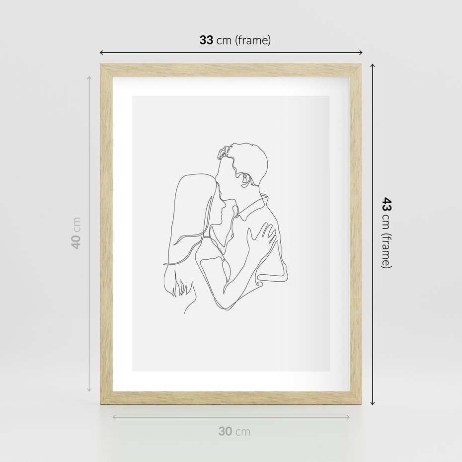 Plakat w ramie 30x40 - Bezgraniczne Przenikanie - para zakochanych, kobieta i mężczyzna - rama drewno