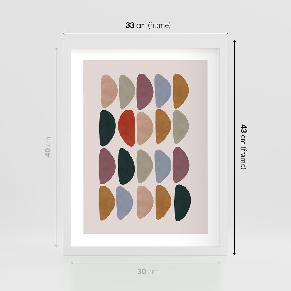Plakat w ramie 30x40 - Granice Boho - abstrakcyjny obraz, geometryczna kompozycja - rama biała
