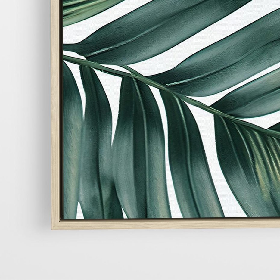 Obraz w ramie 100x70 - Ruchome liście czasu - liście palmy, tropikalne - rama drewno