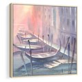 Obraz w ramie 80x80 - Romantyczne Zachody - akwarelowy rysunek, stonowane pastelowe kolory - rama drewno