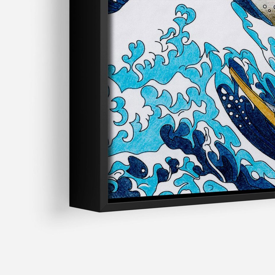Obraz w ramie 50x70 - Wzburzone Morze - wielka fala w kaganawie, Hokusai - rama czarna