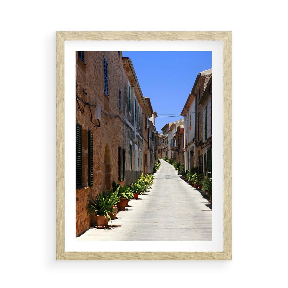 Plakat w ramie 50x70 - Urok uliczki: perspektywa miasta - uliczka, perspektywa - rama drewno