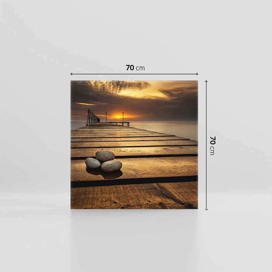 Obraz na płótnie 70x70 - Zachód Słońca nad Molo: Magia Morza - zachód, słońca