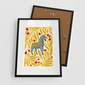 Plakat w ramie 50x70 - Zebra w Nowoczesności - abstrakcyjna nowoczesna grafika, pośrodku zebra - rama czarna