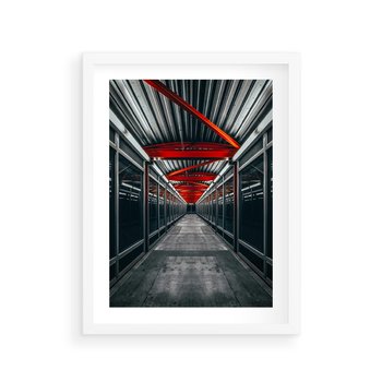 Plakat w ramie 30x40 - Nieskończoność Przestrzeni - korytarz, perspektywa - rama biała