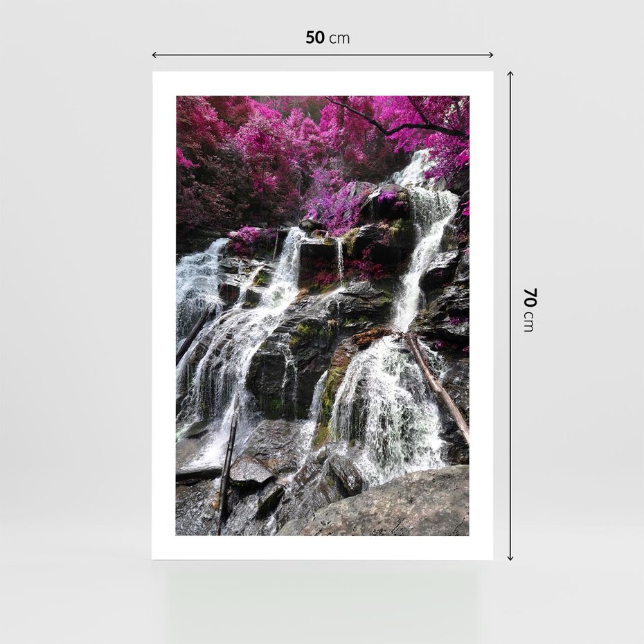 Plakat bez ramy 50x70 - Wodospad wśród majestatycznych gór - wodospad, góry