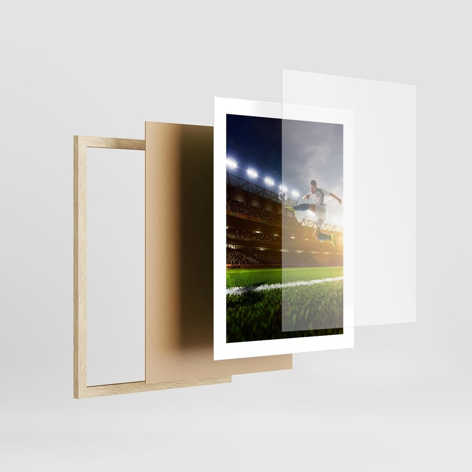 Plakat w ramie 30x40 - Gol! Magia piłki nożnej - gol, piłka - rama drewno