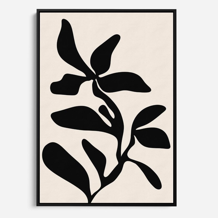 Obraz w ramie 70x100 - Wibracje Akwarelowych Ścieżek - abstrakcyjny minimalistyczna kwiat, czarno biały plakat - rama czarna