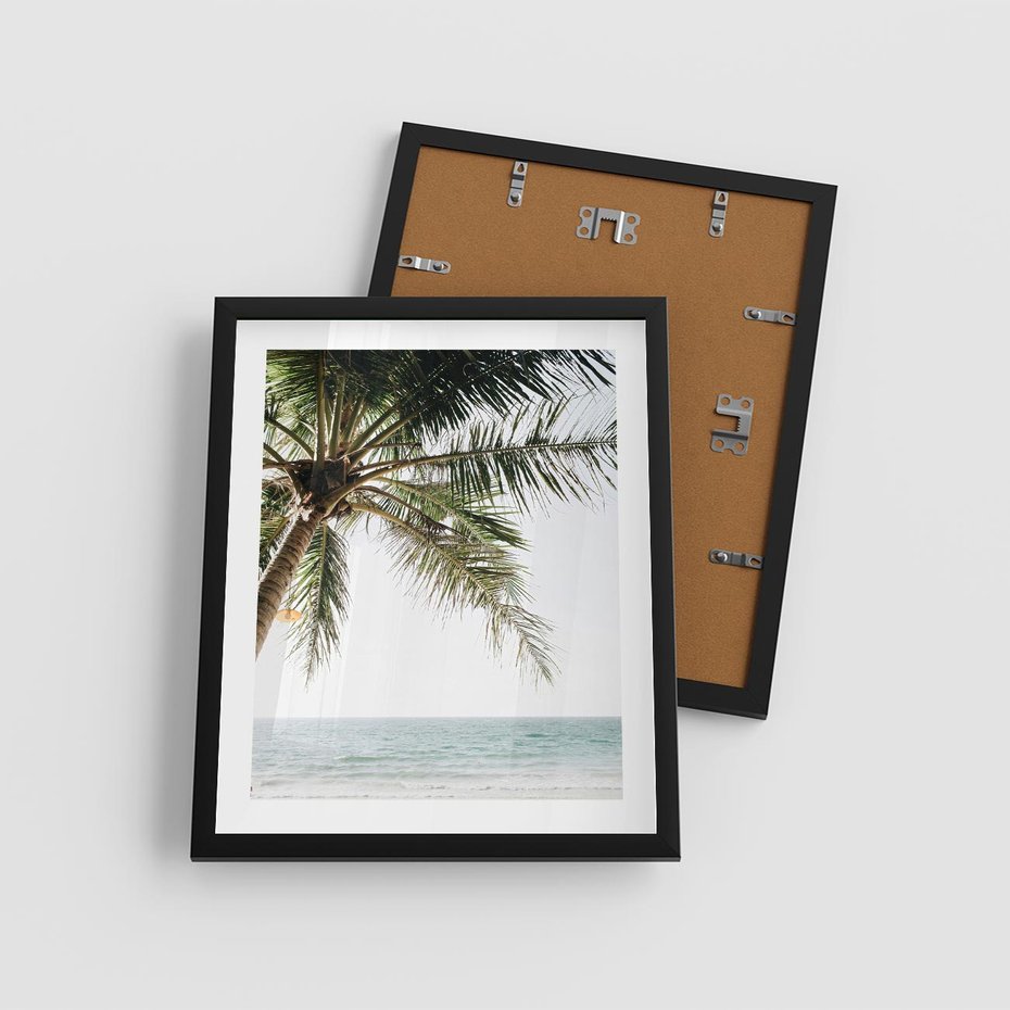 Plakat w ramie 40x50 - Wakacyjne Marzenie - palma nad morzem, - rama czarna