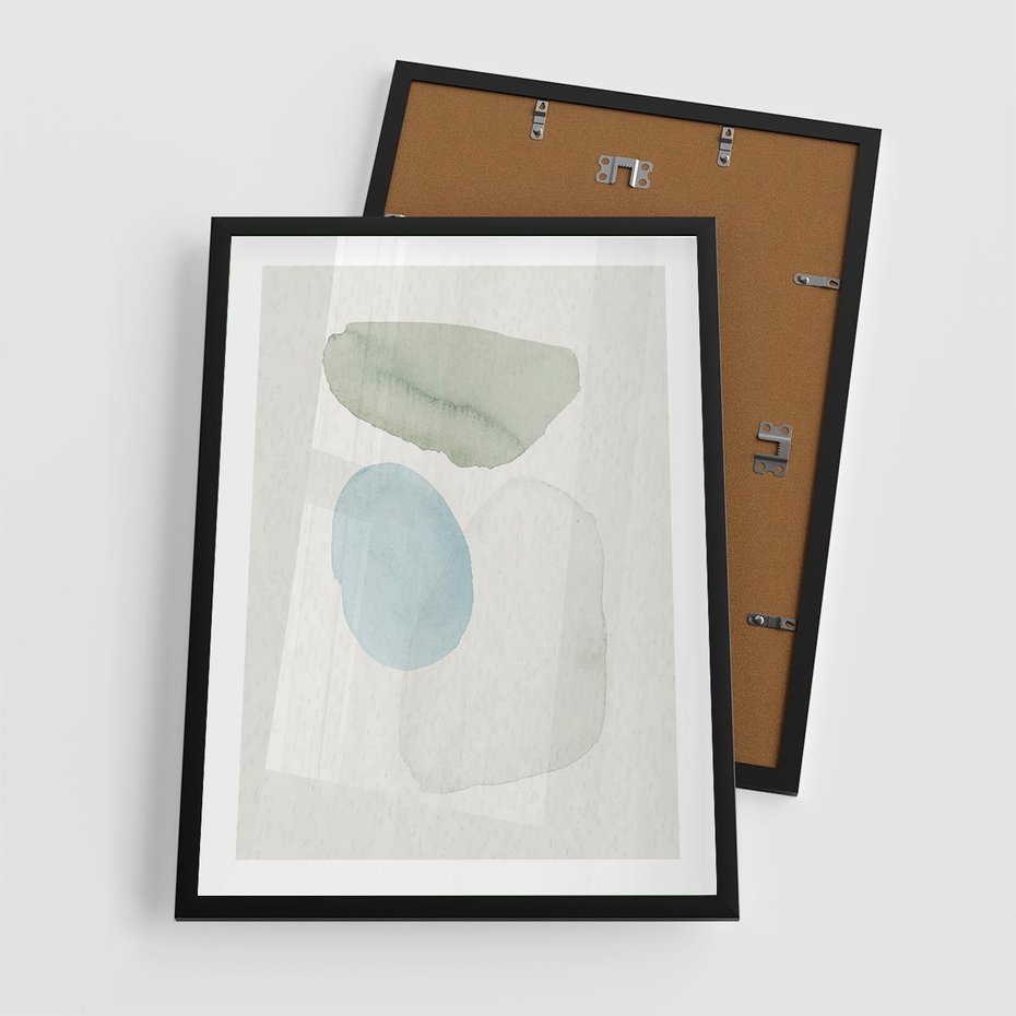 Plakat w ramie 50x70 - Akwarelowa Symfonia Natury - abstrakcyjne delikatne plamy, akwarelowe - rama czarna