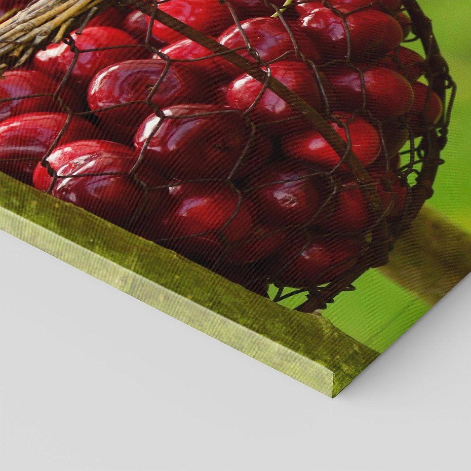Obraz na płótnie 50x70 - Czereśnie w Koszyku Owocowy Skarb - czereśnie, koszyk