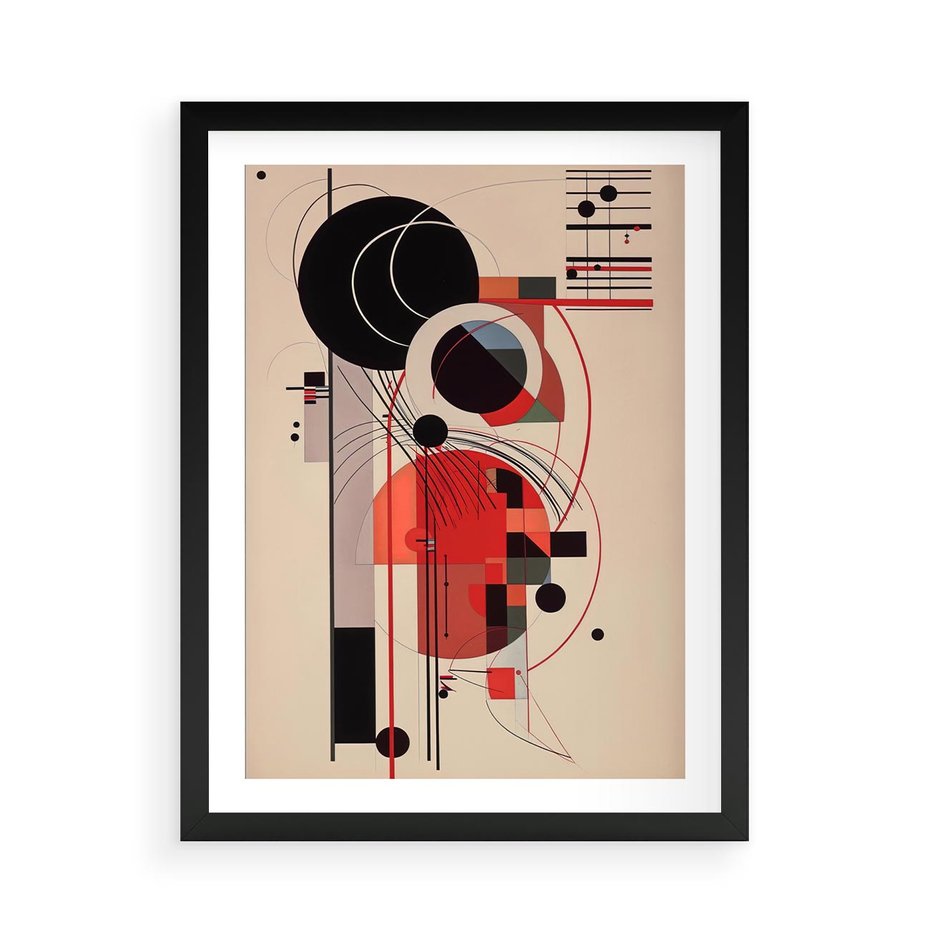 Plakat w ramie 50x70 - Rozbijające Granice Dźwięku - modernistyczny obraz, styl bauhaus - rama czarna