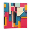 Obraz na płótnie 70x70 - Przejście przez labirynt myśli - kolorowa abstrakcja, instalacja z prostokątów i linni