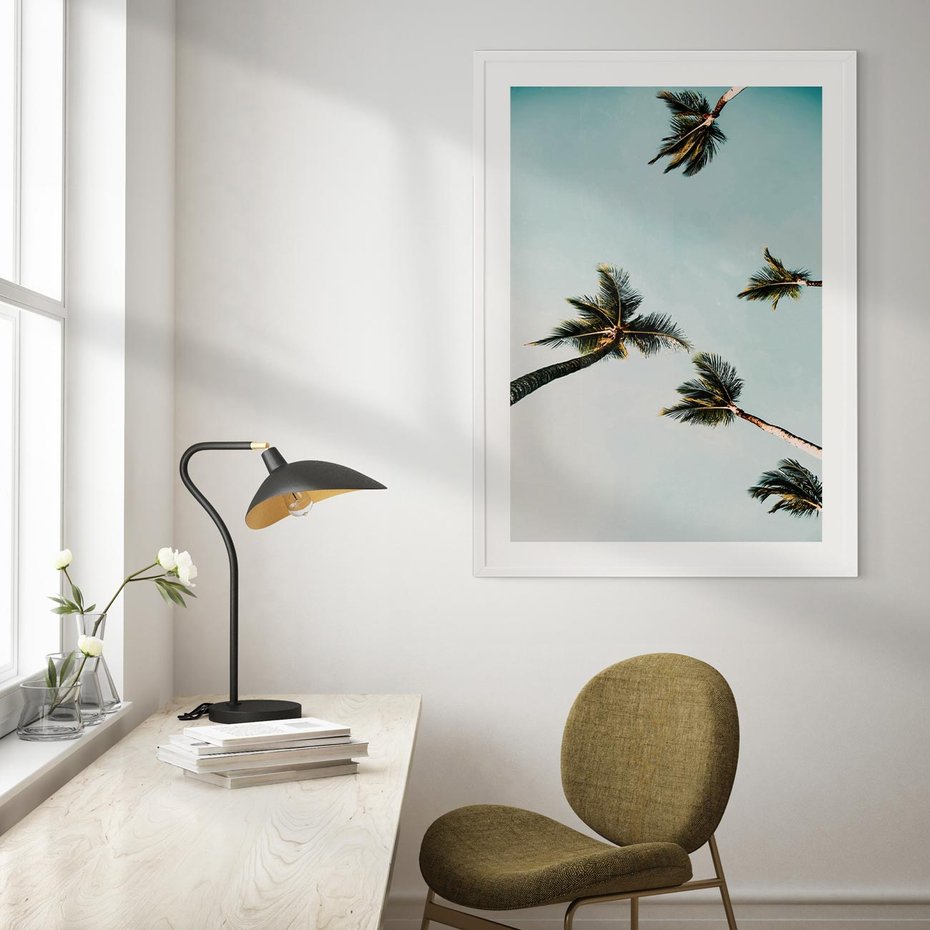 Plakat bez ramy 50x70 - Palmy i Niebo - palmy, ujęcie z dołu