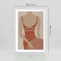 Plakat w ramie 50x70 - Kobiece Retro - minimalistyczny boho plakat, retro kobieta w stroju kąpielowym - rama biała