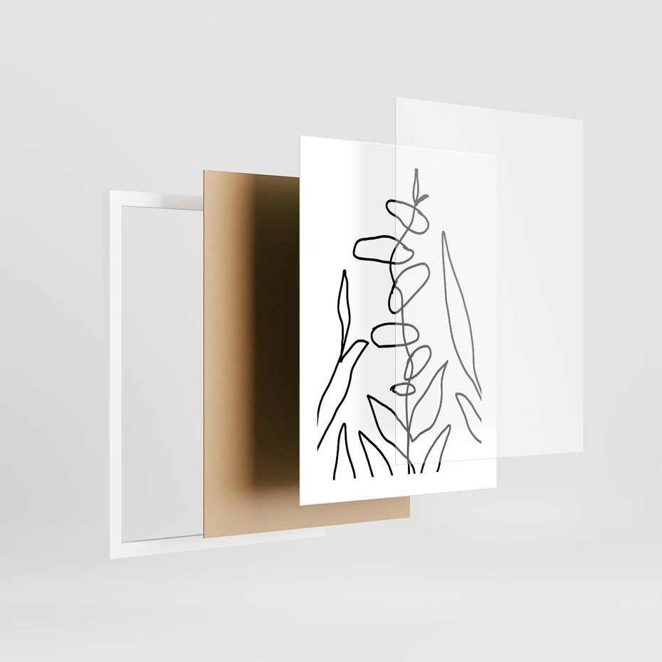 Plakat w ramie 30x40 - Liście Mocy - mroczna sztuka, minimalizm - rama biała