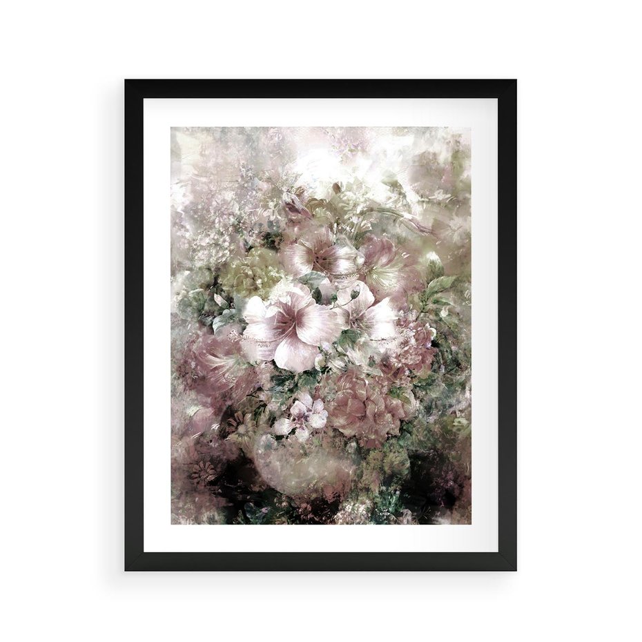 Plakat w ramie 40x50 - Piękno natury na płótnie - kwiaty, olejne - rama czarna