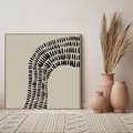 Obraz w ramie 80x80 - Migotliwa Innowacyjna Ekspresja - boho plakat, czarne kropki kreski - rama drewno