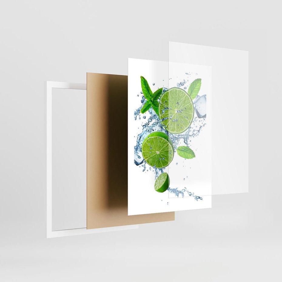 Plakat w ramie 50x70 - Świeżość i Witalność - limonka, owoce - rama biała