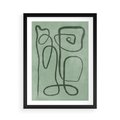 Plakat w ramie 50x70 - Zielone Wariacje w Liniach - abstrakcyjne zielone linie, skandynawski design - rama czarna