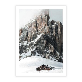Plakat bez ramy 30x40 - Górski Raj z Chatką - górskie szczyty, ośnieżone góry