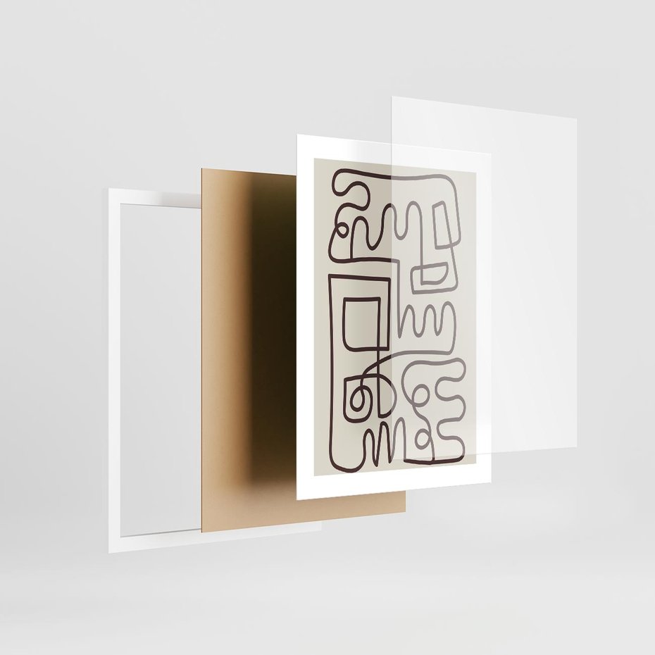 Plakat w ramie 30x40 - Etniczna Abstrakcja - nowoczesna boho grafika, abstrakcja - rama biała