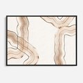 Obraz w ramie 70x50 - Ścieżki pędzla i myśli - minimalistyczna kompozycja, abstrakcyjne brązowe linie na białym tle - rama czarna
