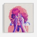 Obraz w ramie 50x50 - Kwiaty we Włosach - różowa postać, grafika - rama biała