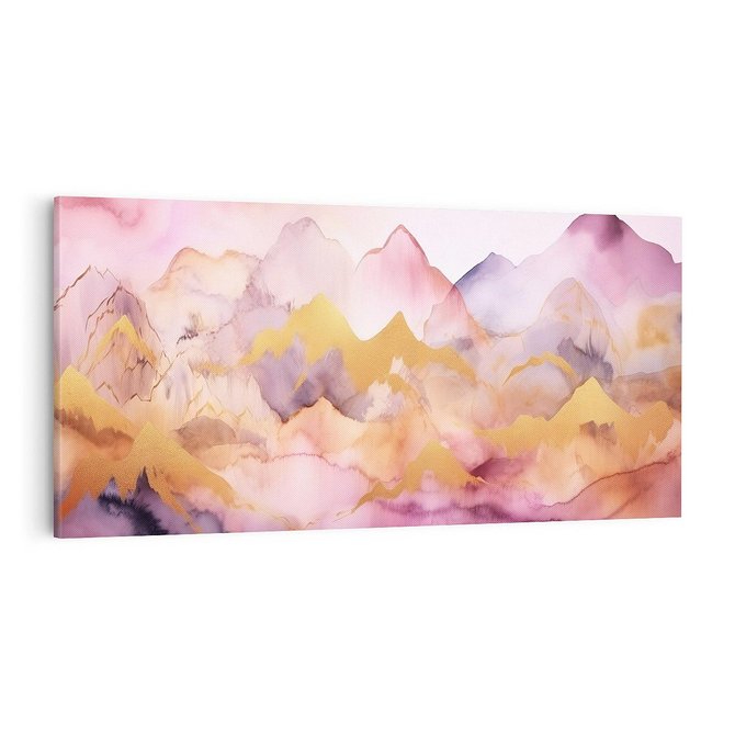 Obraz na płótnie 100x50 - Pastelowe Wzgórza - pastelowe, różowe góry