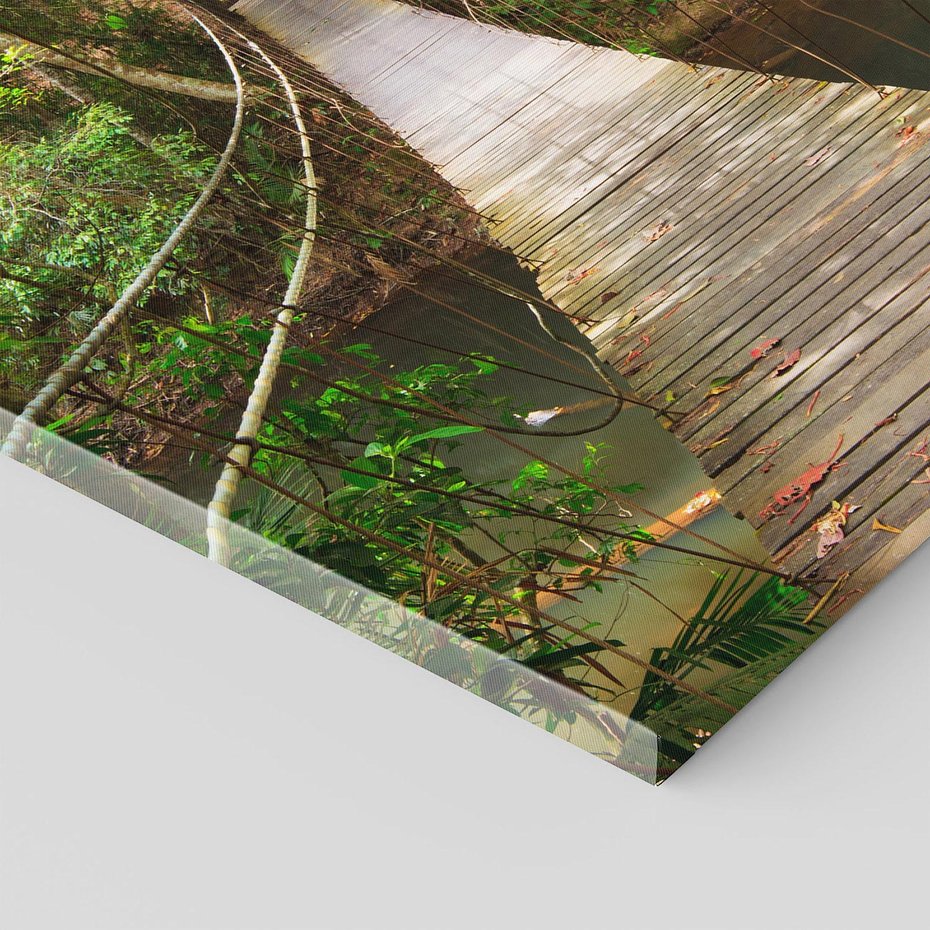 Obraz na płótnie 40x40 - Przez Dżunglę - most, linowy