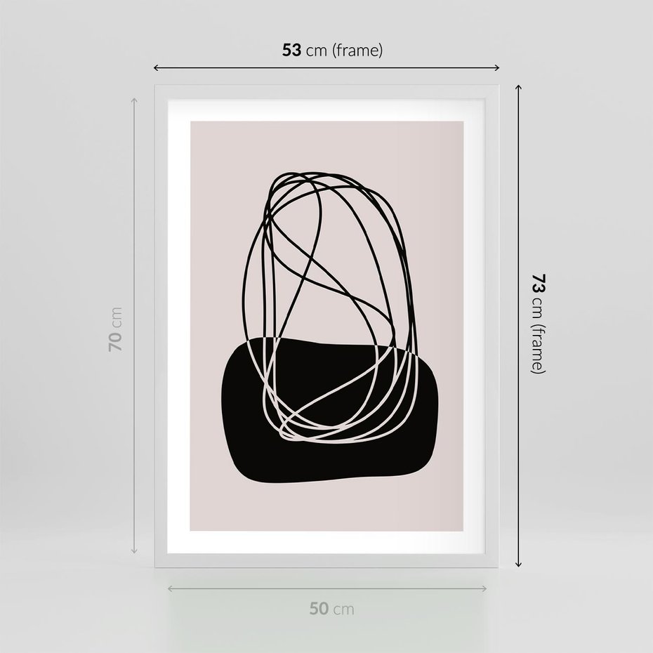 Plakat w ramie 50x70 - Linie Eksploracji - abstrakcyjne szkicowane linie, minimalizm - rama biała