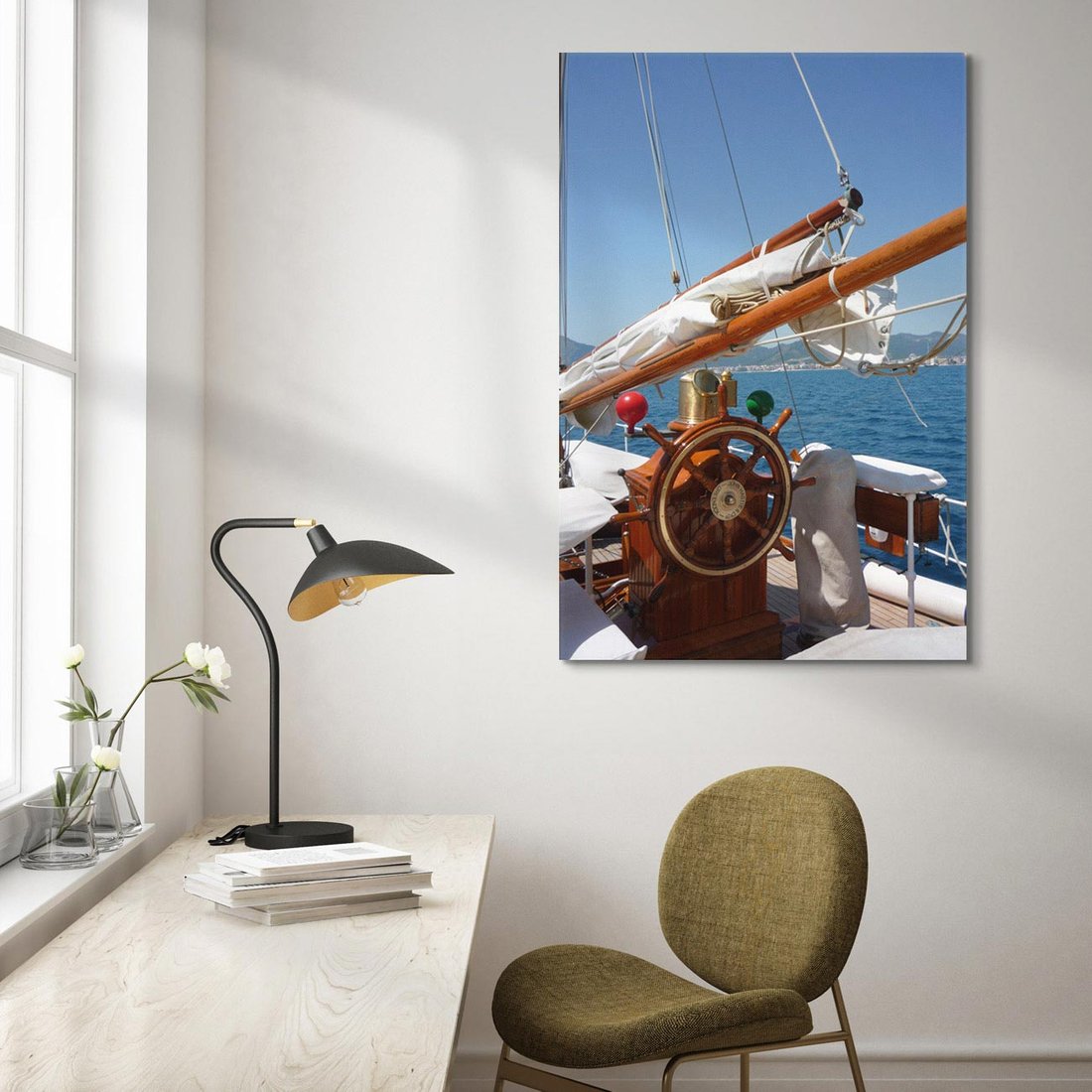 Obraz na płótnie 70x100 - Podróż Morska - statek, ster