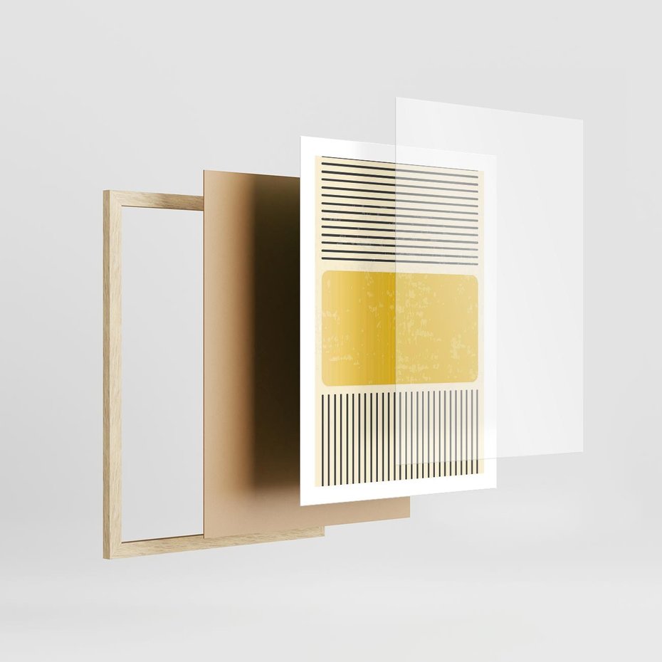 Plakat w ramie 50x70 - Geometryczna Harmonia - geometria, nowoczesny plakat - rama drewno