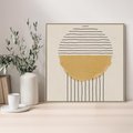 Obraz w ramie 80x80 - Podróżne Kreski - akwarelowa plama, geometryczne szkicowane kształty - rama drewno