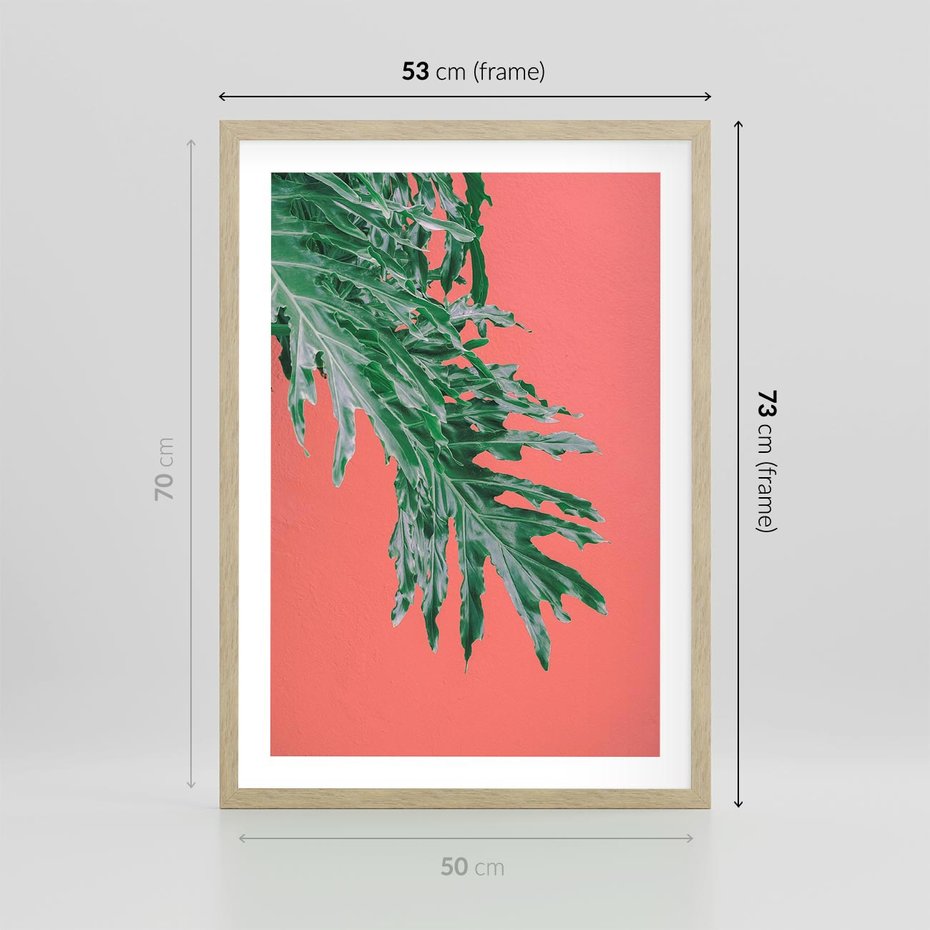 Plakat w ramie 50x70 - Energetyczna Eksplozja Natury - liście, kolor - rama drewno