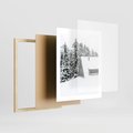 Plakat w ramie 40x50 - Zimowy Urok - śnieg, domek w górach - rama drewno