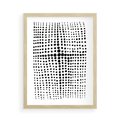 Plakat w ramie 50x70 - Refleksje Monochromatycznych Widoków - abstrakcyjna kompozycja z czarnych kropek, minimalistyczny czarno bialy plakat - rama drewno