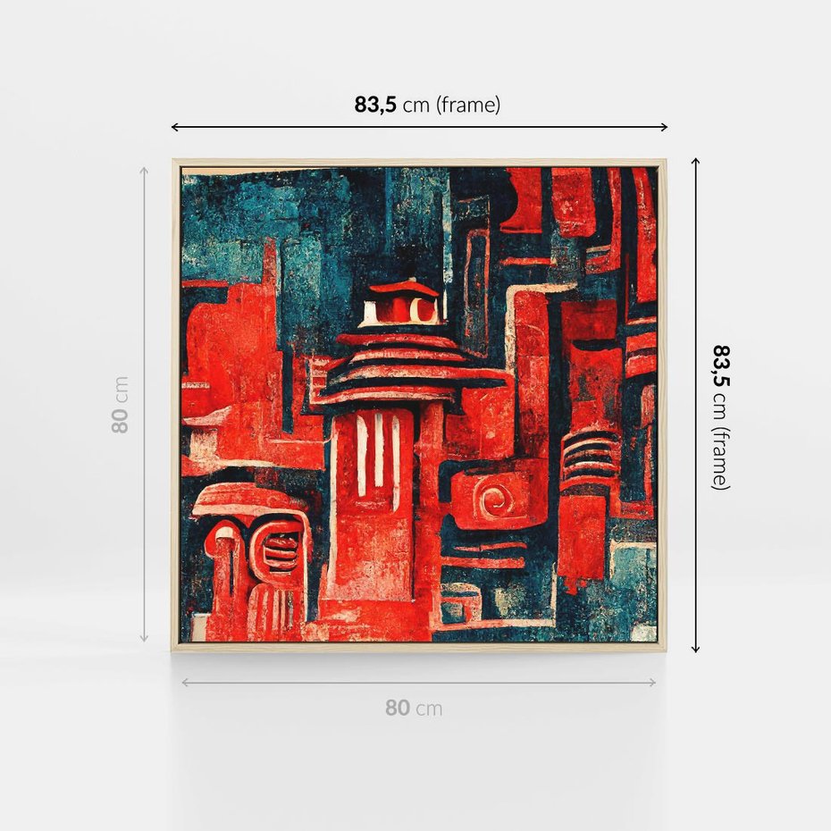 Obraz w ramie 80x80 - Mistyka Wschodnich Światów - orientalna sztuka, nawiązanie do Japonii - rama drewno